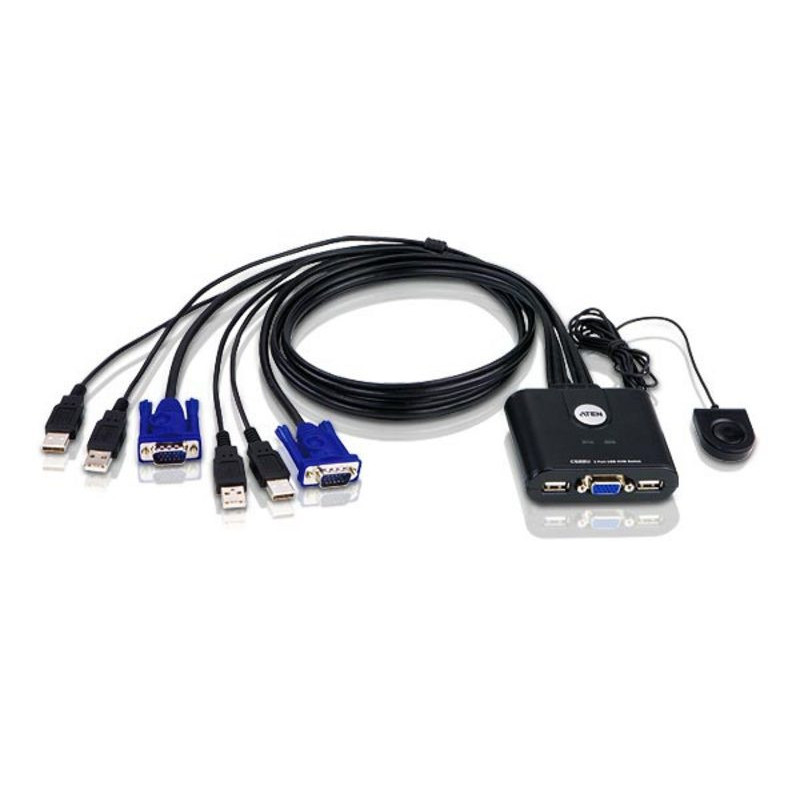 ATEN Commutateur KVM à câble VGA USB 2 ports avec sélecteur de port distant