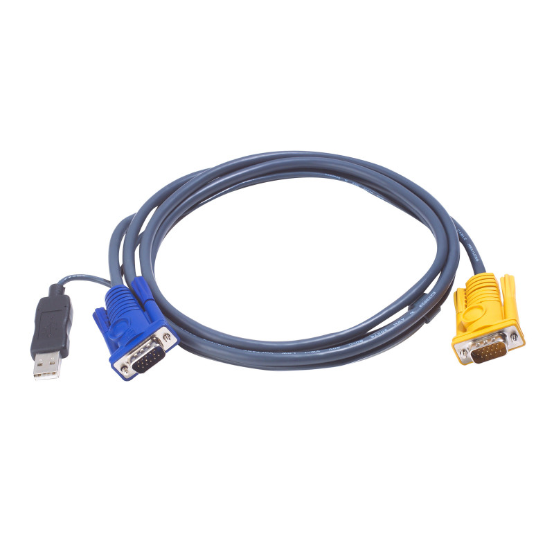 ATEN Câble KVM USB 6m avec SPHD 3 en 1 et convertisseur PS/2 vers USB intégré