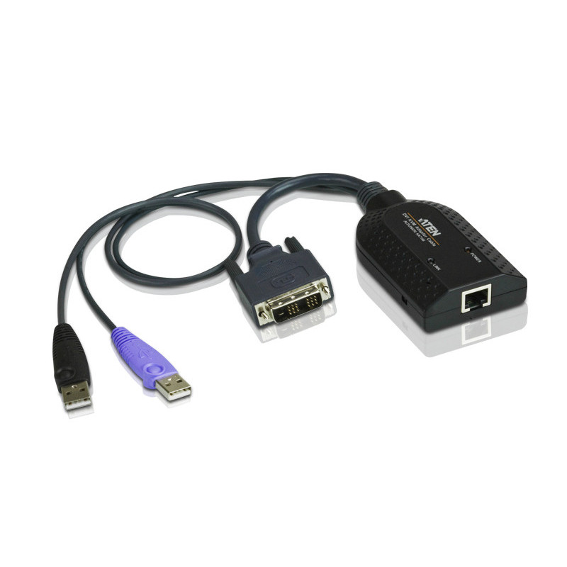 ATEN Adaptateur KVM de support virtuel DVI USB avec prise en charge des smart card