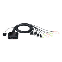 ATEN Commutateur KVM câble HDMI 4K USB 2 ports avec sélecteur de port distant