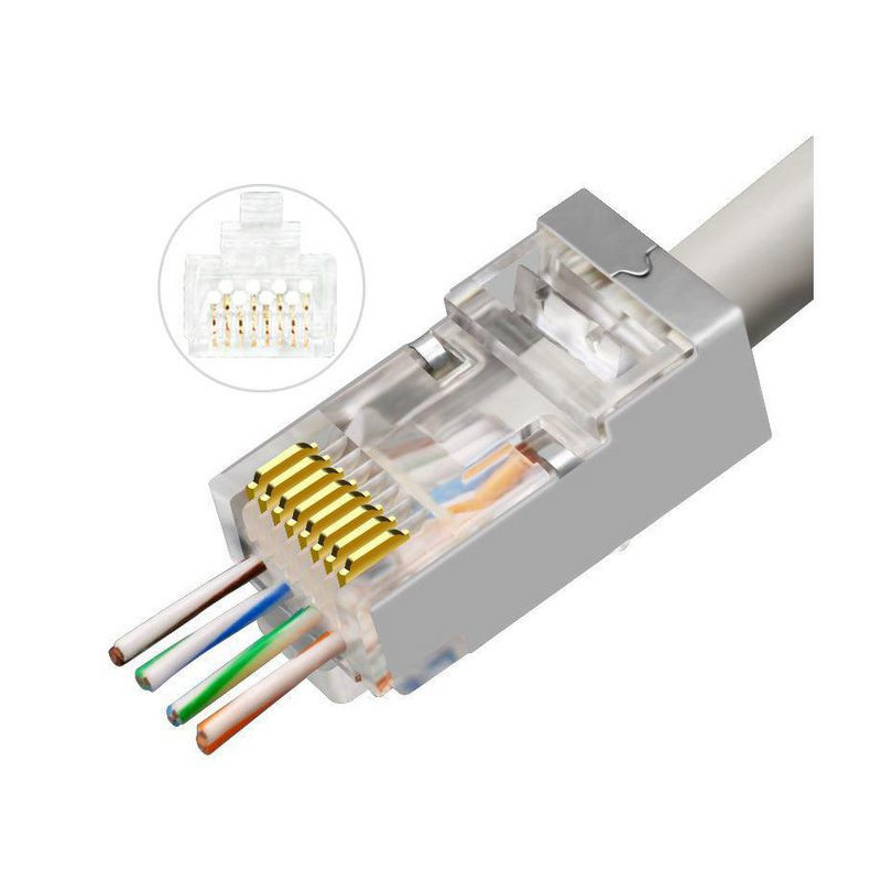 Microconnect KON506-50EZ connecteur de fils RJ45 Argent, Transparent