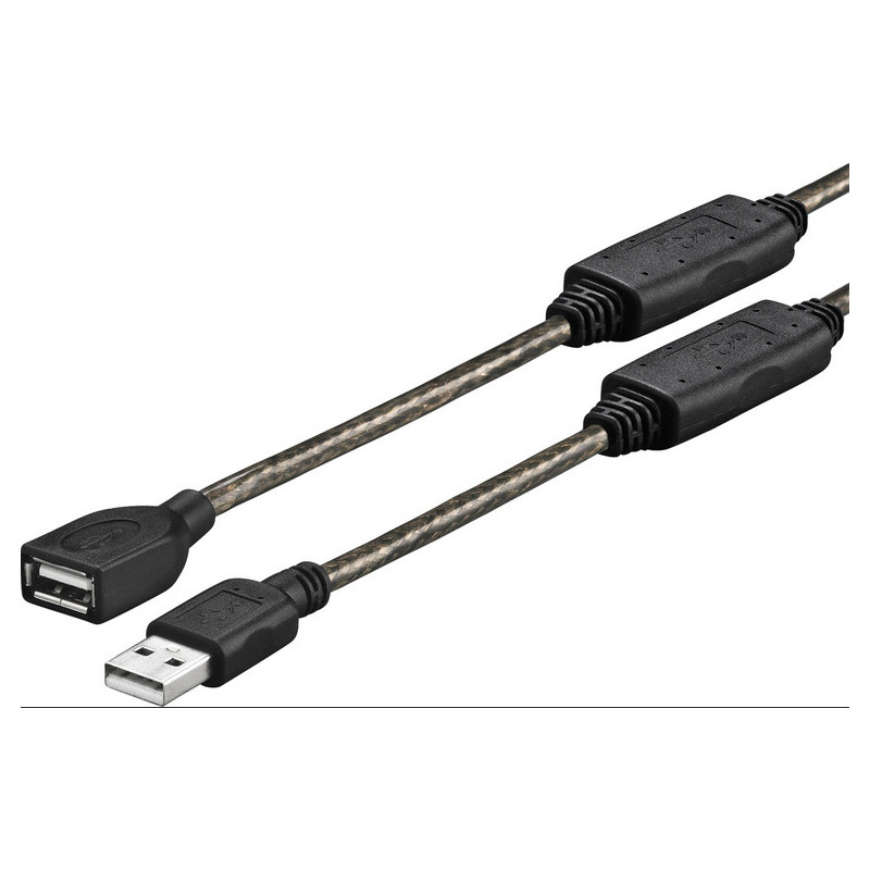 Vivolink PROUSBAAF15 câble USB 15 m USB 2.0 USB A Noir, Transparent