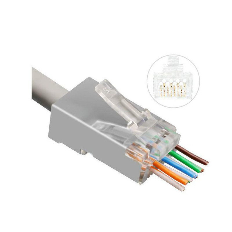 Microconnect KON512-50EZ connecteur de fils RJ45 Argent, Transparent