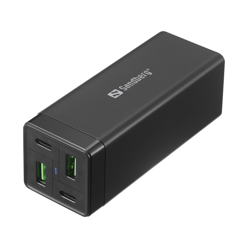 Sandberg 4in1 Charger 2xUSB-C 2xUSB 65W adaptateur de puissance & onduleur Intérieure Noir