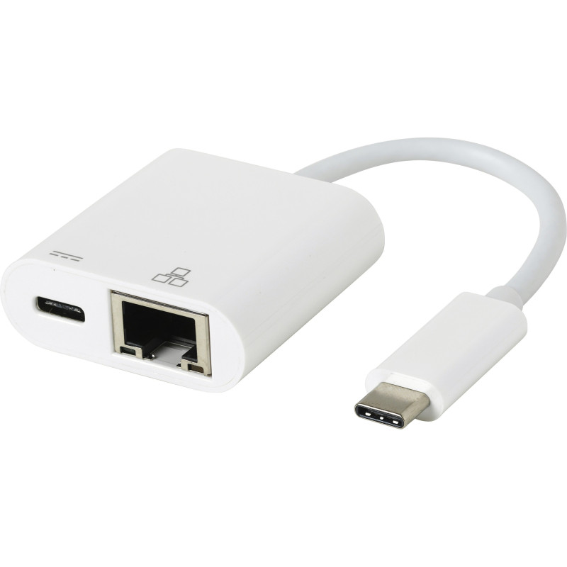 eSTUFF USB-C LAN Charging Adapter USB 3.2 Gen 1 (3.1 Gen 1) Type-C 1000 Mbit/s Blanc