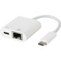 eSTUFF USB-C LAN Charging Adapter USB 3.2 Gen 1 (3.1 Gen 1) Type-C 1000 Mbit/s Blanc
